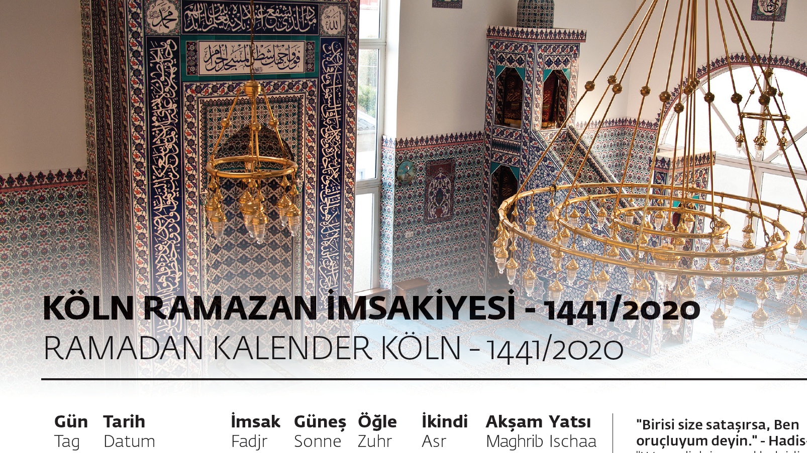 Köln Ramazan İmsakiyesi – 1441/2020